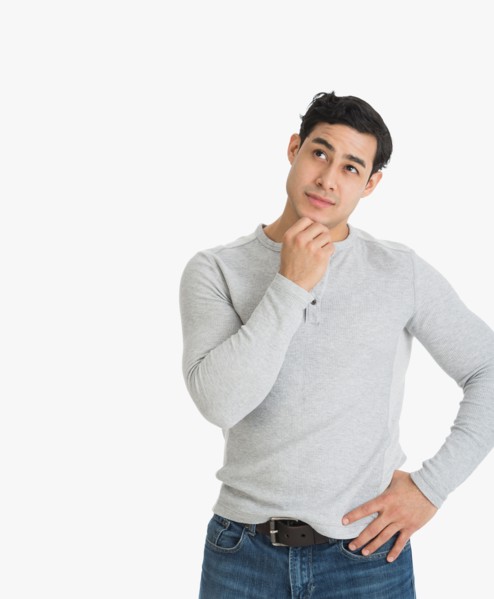 Studio portrait of young man.