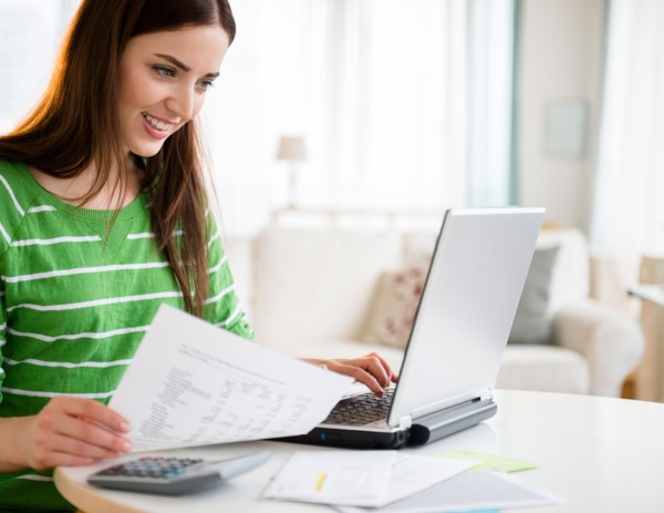 Young woman using laptop
