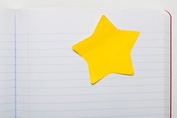 Note pad with Note paper in shape of star