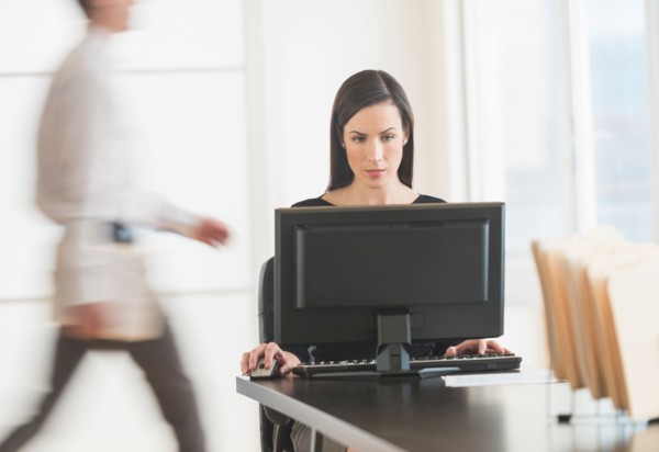 Office worker using computer.