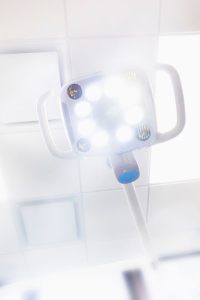 Lamp and ceiling in dentist office.