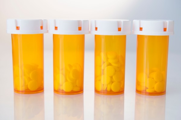 Studio shot of pill bottles