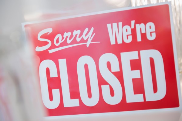 Close-up of closed sign