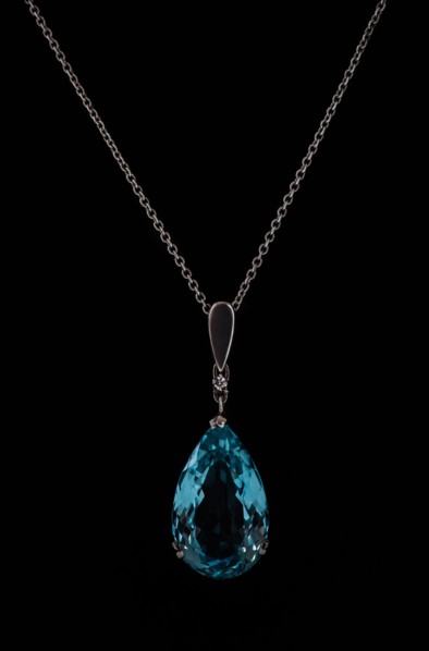 Studio shot of beautiful necklace with blue stone