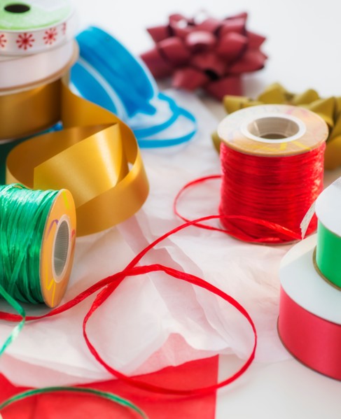 Studio shot of colorful ribbons
