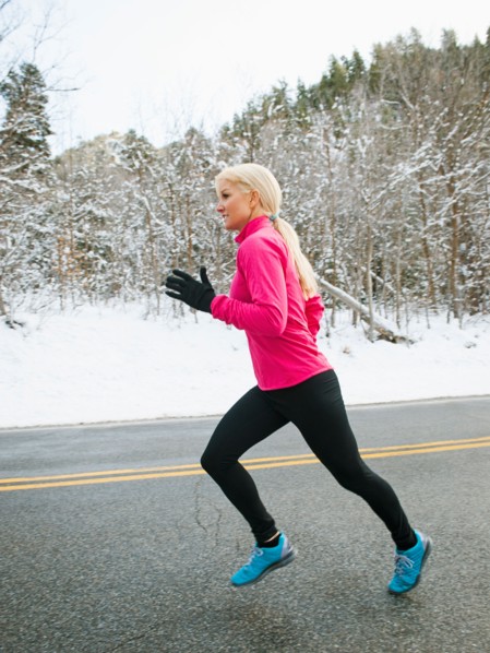 Woman jogging in winter