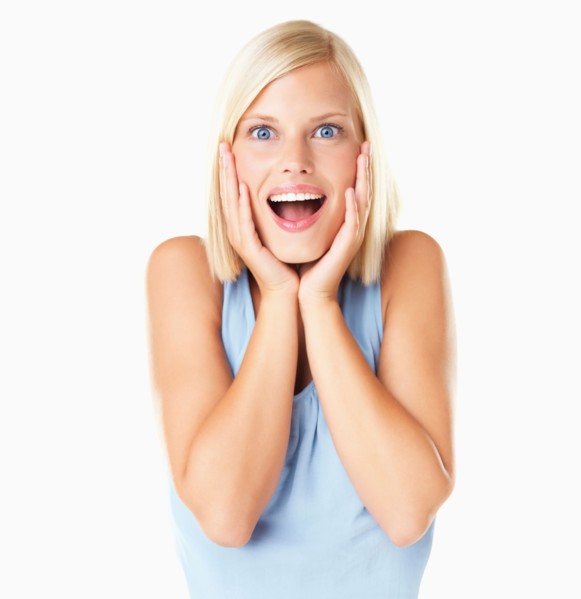 Studio Shot, Portrait of surprised young woman