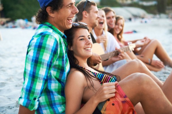 Group of friends relaxing at beach