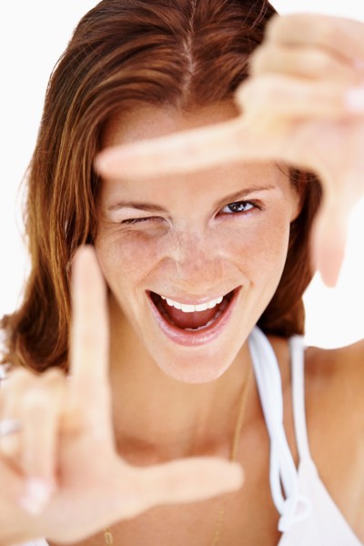 Portrait of gesturing woman