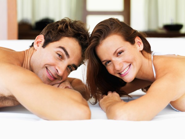 Couple relaxing in spa
