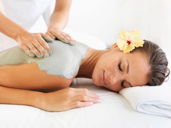 Woman receiving spa treatment