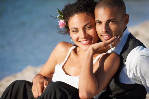 Portrait of newly wed couple