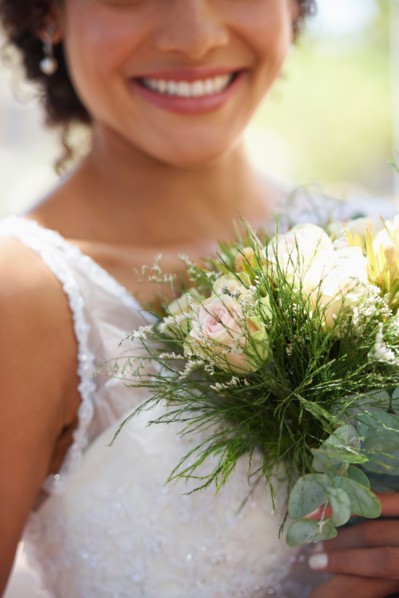Portrait of bride with bouquet