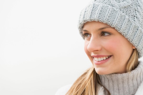 Portrait of woman in winter clothing.