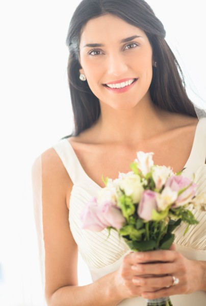 Studio portrait of bride.