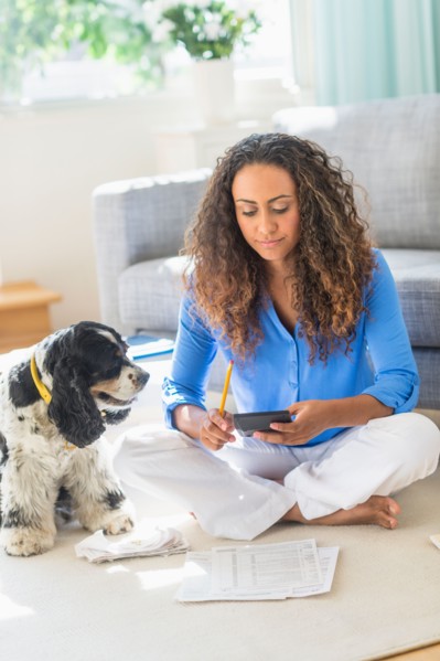 Young woman dealing with home finance.