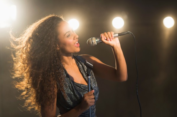 Stage performance of young singer.