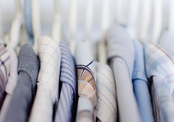 Close-up view of shirts in on rack