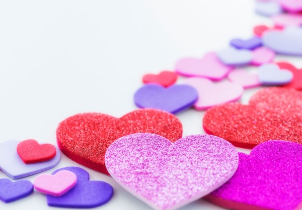 Studio Shot of foam hearts on white background