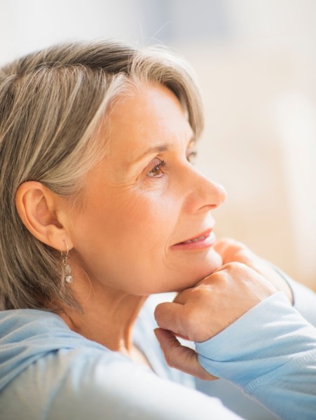 Portrait of pensive woman