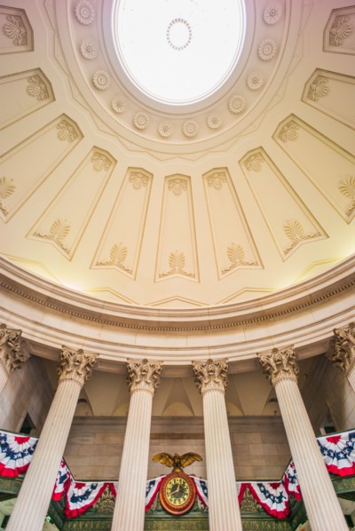 Decoration for first presidential inauguration at Federal Hall. New York City, New York.
