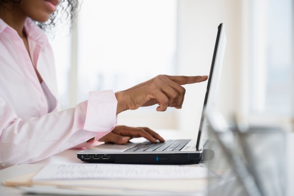 Woman working on laptop
