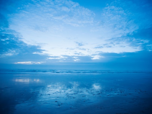 Sandy beach at sunset