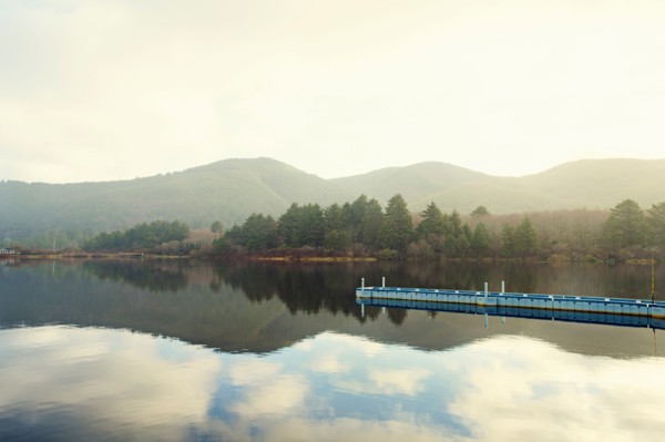 Landscape with sky reflected in water