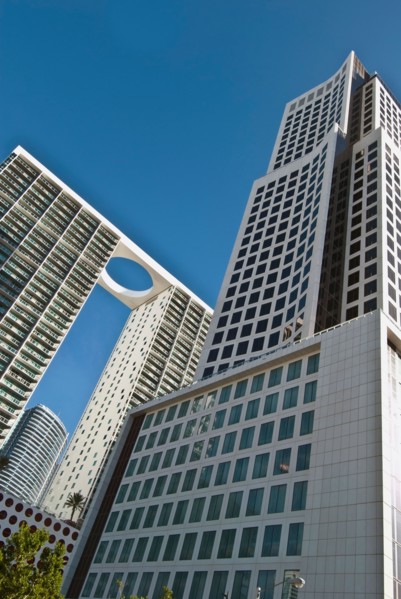 Low angle view of 500 brickell towers