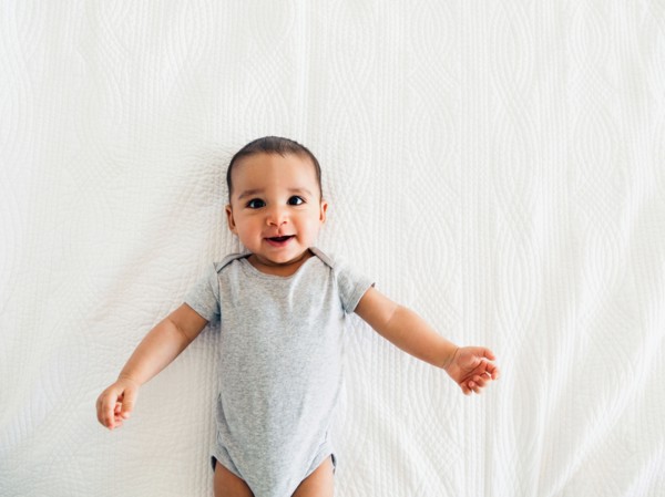 Baby boy (2-5 months) portrait on white