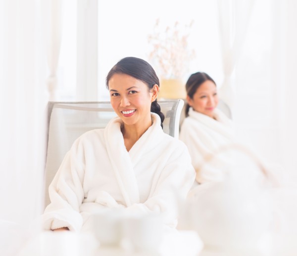 Portrait of two women in spa