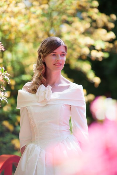 Bride posing outdoors
