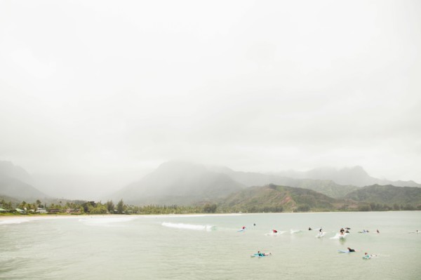 People swimming in bay