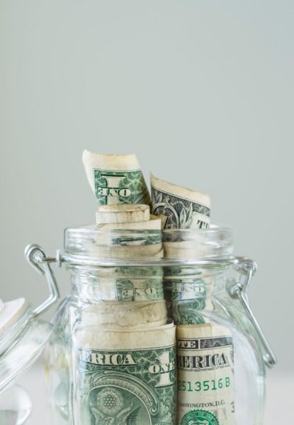 Studio shot of savings in jar.