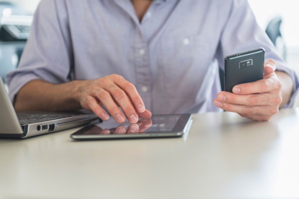 Man using technology in office.
