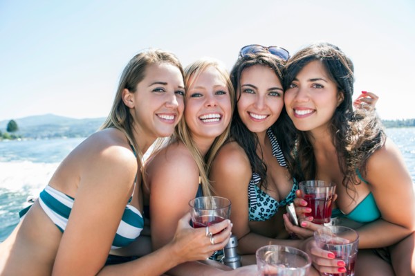 Portrait of young beautiful women smiling