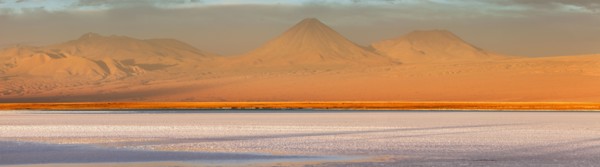 Chile, San Pedro de Atacama, Volcanic landscape during sunset