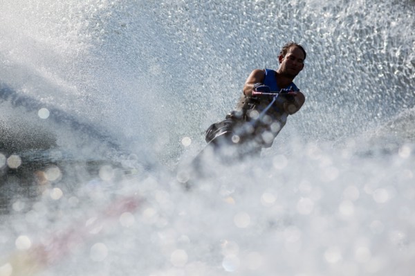 Man waterskiing