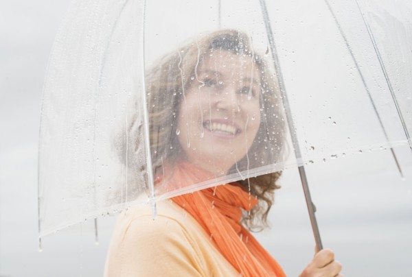 Woman with umbrella.
