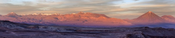 View to Valle de la Luna at sunrise. Chile, Antofagasta Region, Atacama Desert, Valle de la Luna
