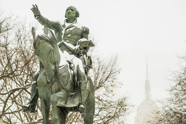 George Washington statue in union square park. New York City, USA.