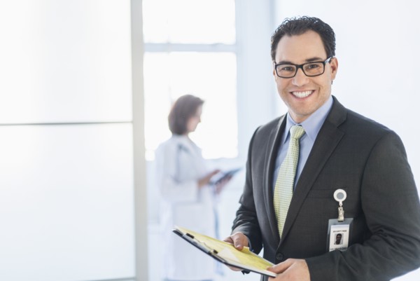 Portrait of health administrator in hospital.