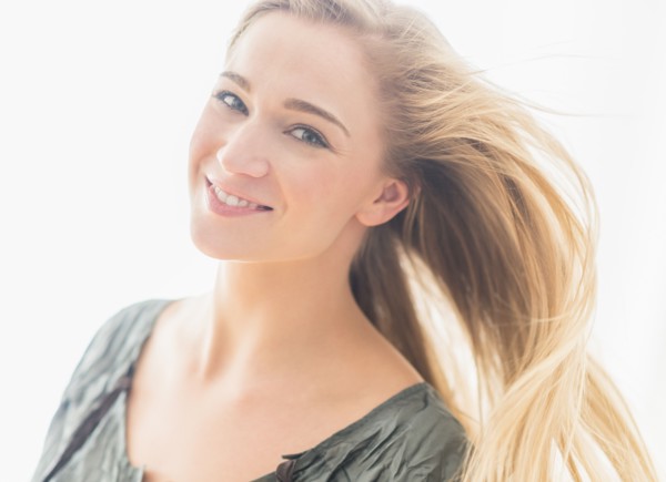 Portrait of attractive blonde woman.