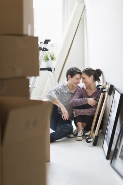 Couple in new home.