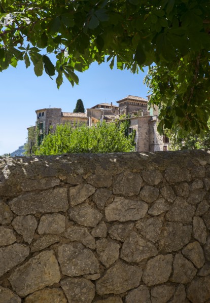 View of castle. Valldemossa, Mallorca, Spain.