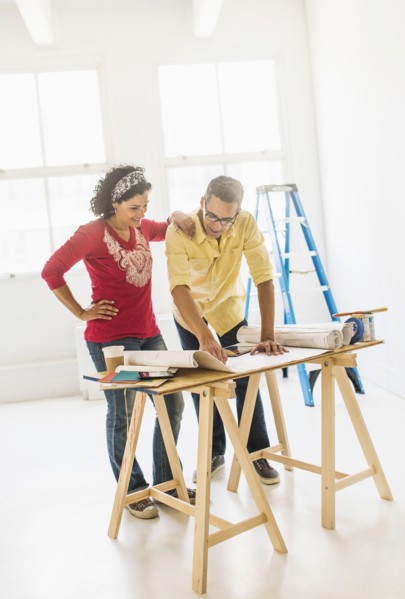 Couple preparing for renovation of new home.