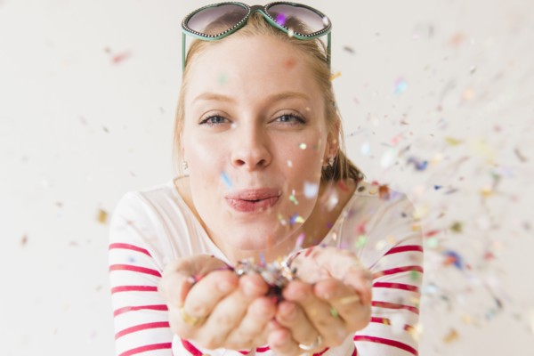 Young woman having party