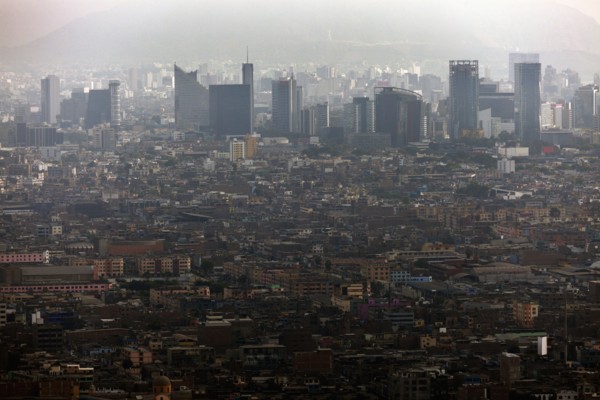 Elevated view of crowded city