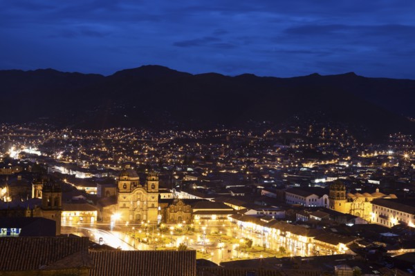 Cityscape at night, aerial view
