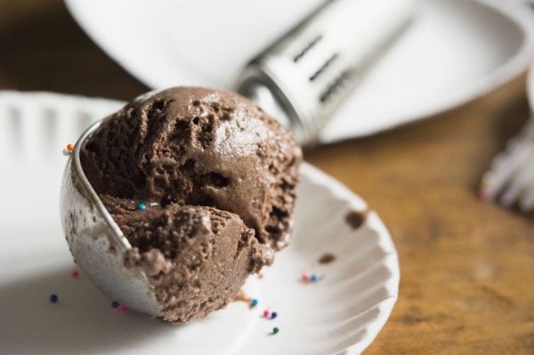 Scoop of chocolate ice cream